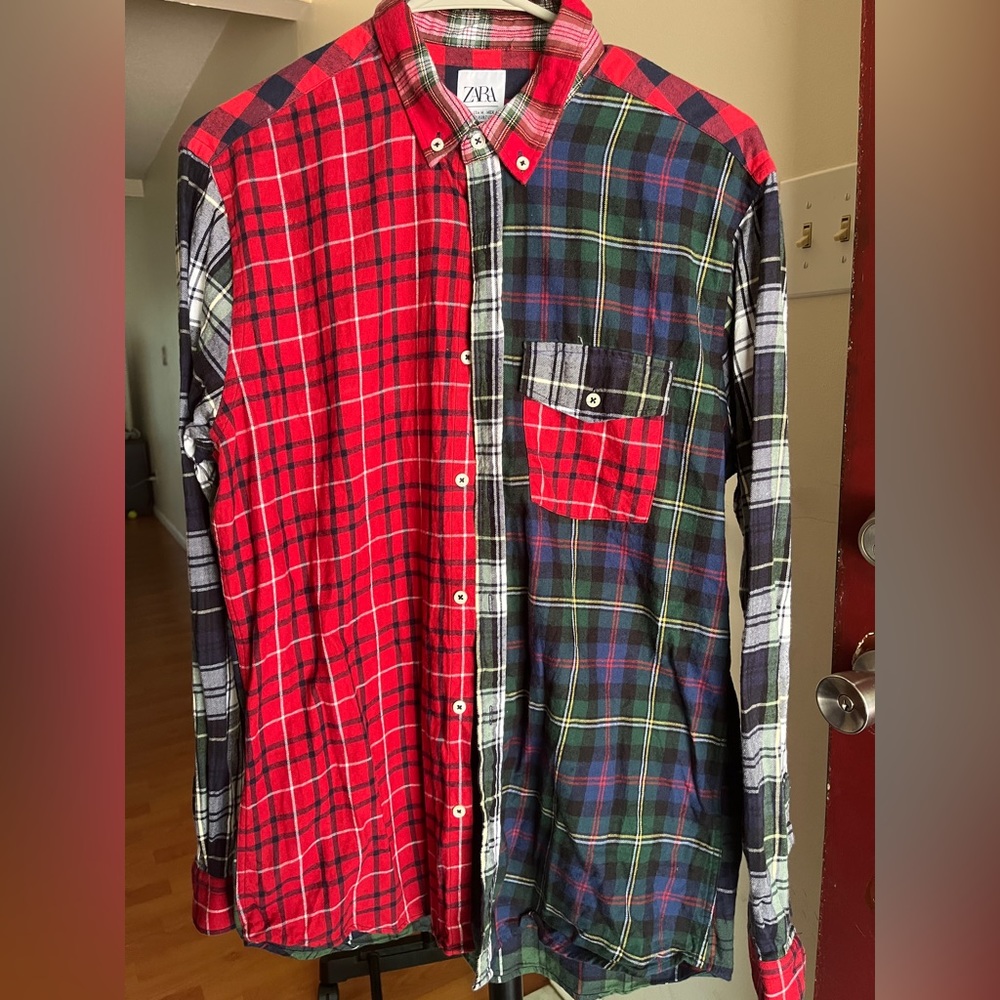 Zara Long-Sleeve Plaid Button Up